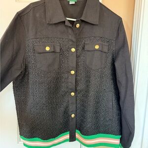 Black Textured Women's Greek AKA Jacket with Gold Accents